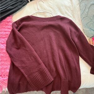 LOFT Rich Burgundy Crew Neck Sweater